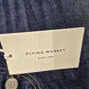 Flying Monkey Black Label Distressed Straight Leg Jeans Dark Wash Button Fly 26
